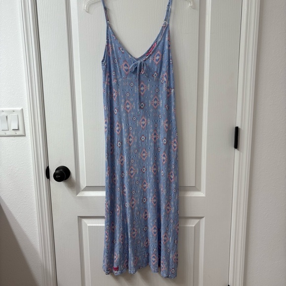 Simply Southern Light Blue Pink Aztec Patterned Dress 100% cotton - Picture 1 of 7